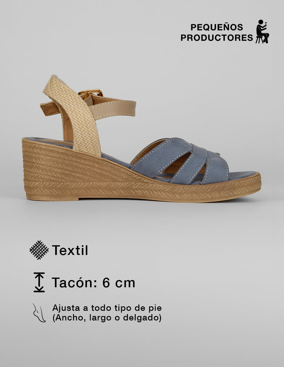 Sandalias con plataforma Naia en Textil – Azul