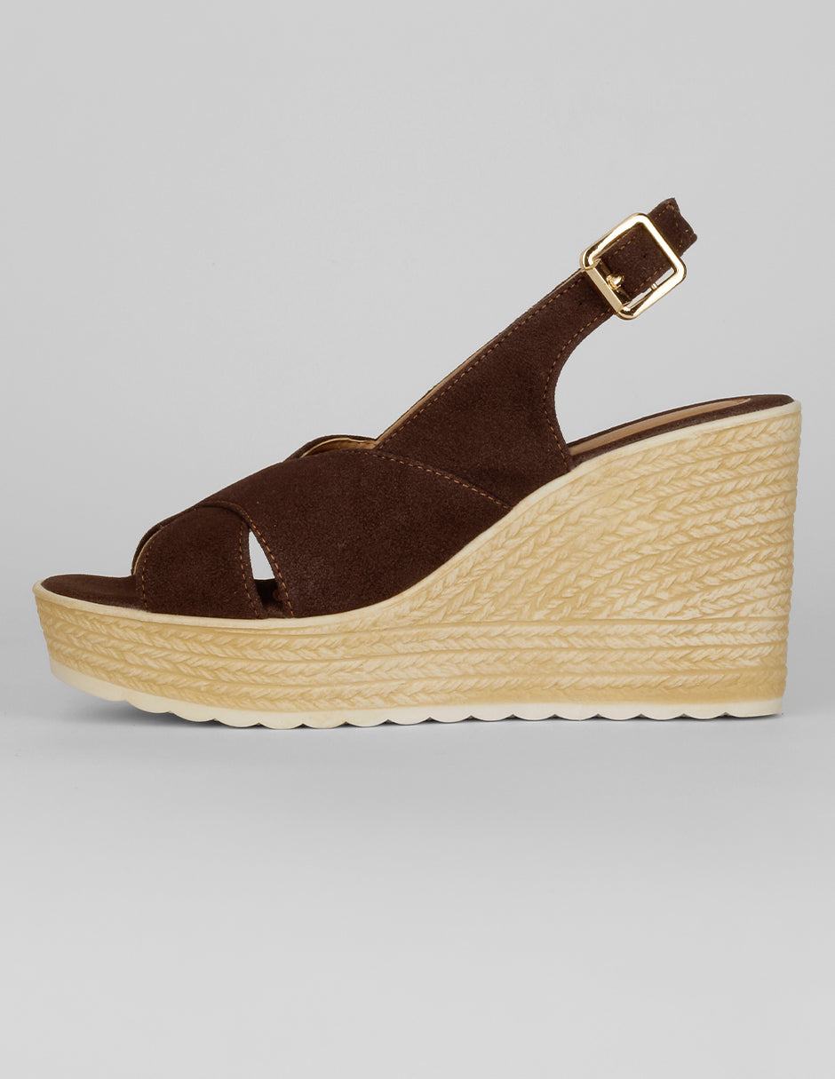 Sandalias con plataforma Exterior Textil Color Café Para Mujer De RBCOLLECTION
