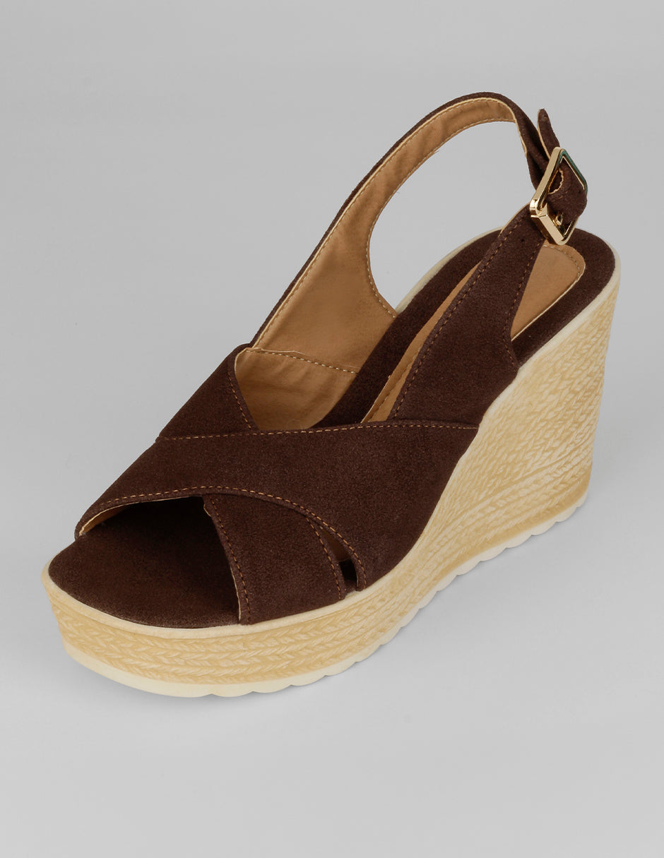 Sandalias con plataforma Naia en Textil – Café