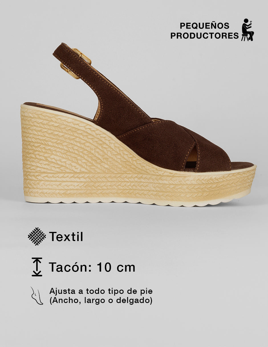 Sandalias con plataforma Naia en Textil – Café