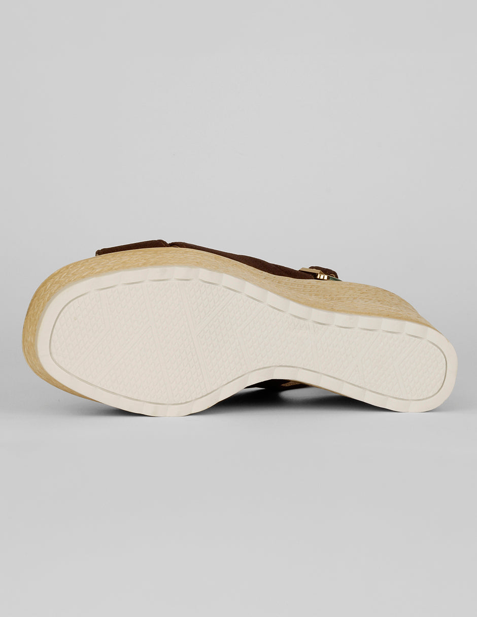 Sandalias con plataforma Naia en Textil – Café