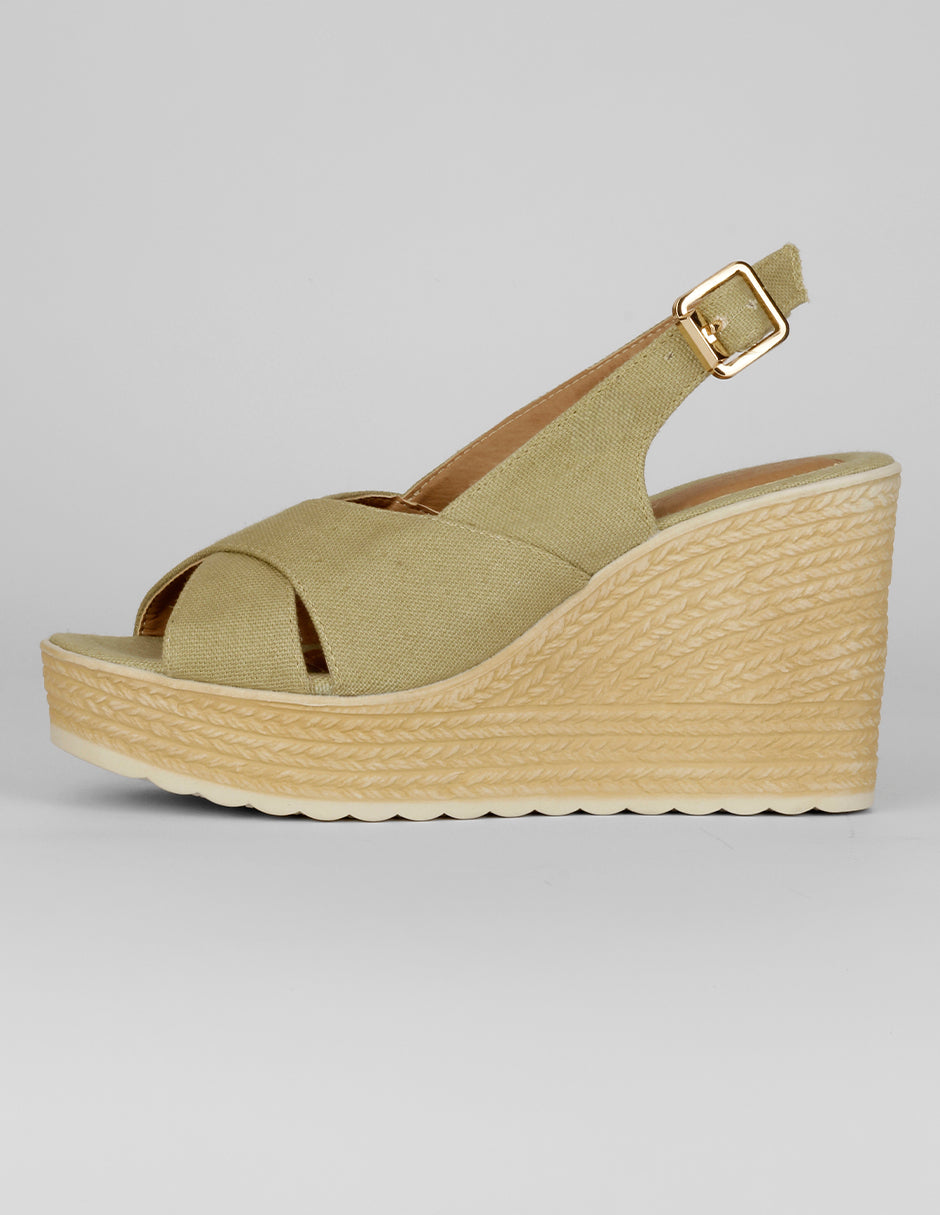 Sandalias con plataforma Exterior Textil Color Verde Para Mujer De RBCOLLECTION