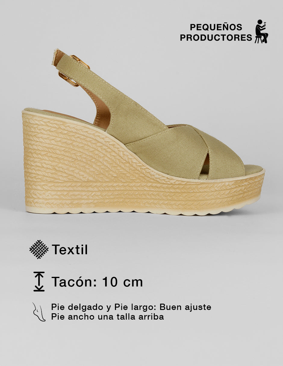 Sandalias con plataforma Naia en Textil – Verde