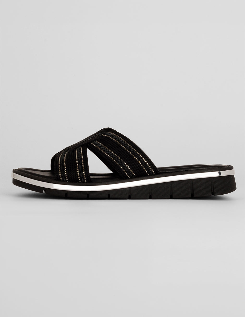 Sandalia con tacón Exterior Sintético Color Negro Para Mujer De RBCOLLECTION