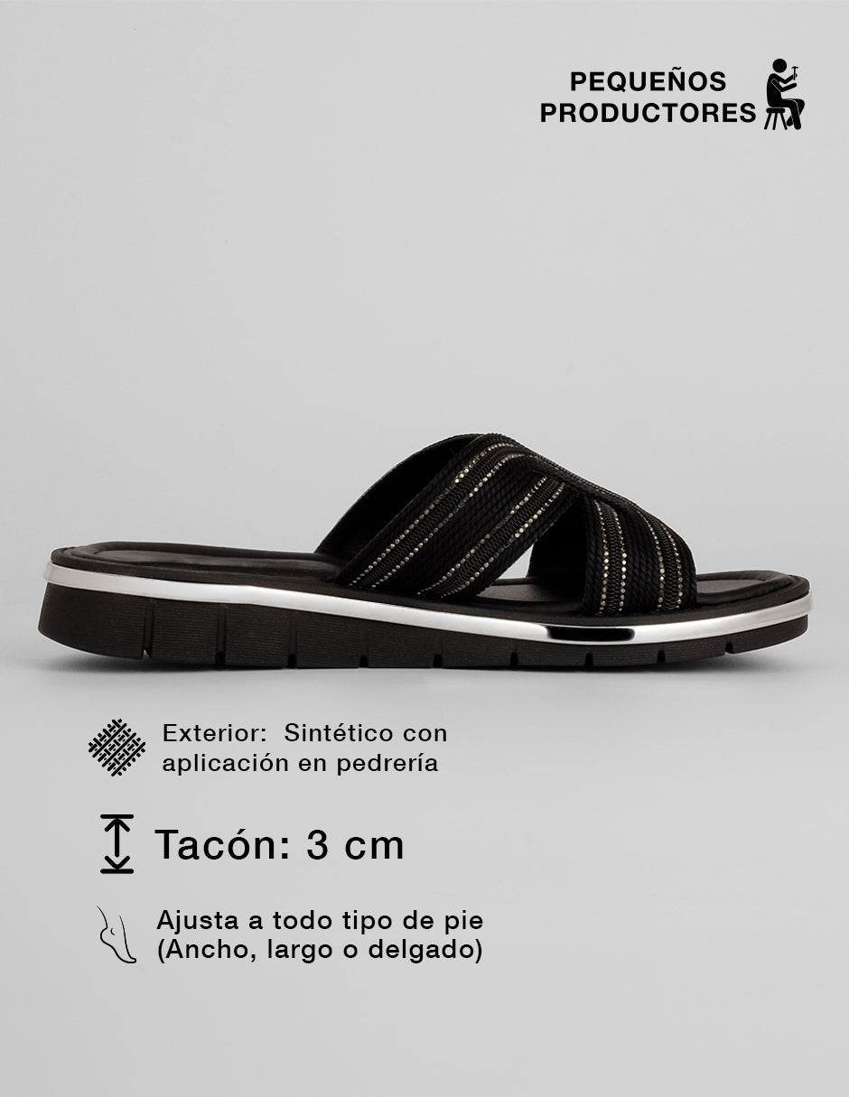Sandalia con tacón Sirelle en Sintético – Negro