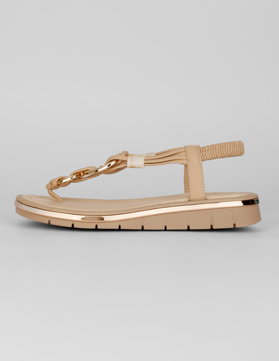 Sandalias de piso Exterior Sintético Color Beige Para Mujer De RBBASICS
