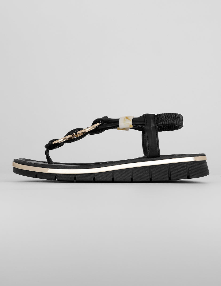 Sandalias de piso Exterior Sintético Color Negro Para Mujer De RBCOLLECTION
