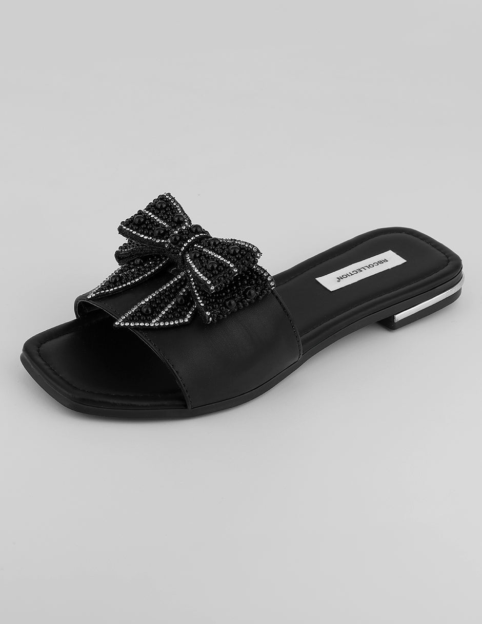 Sandalias de piso Doll en Piel vegana – Negro