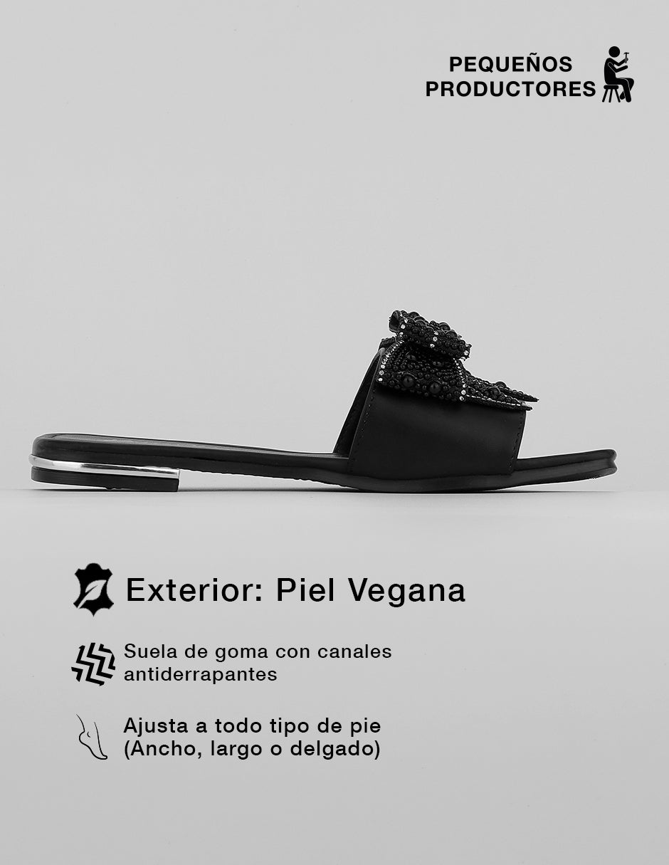 Sandalias de piso Doll en Piel vegana – Negro