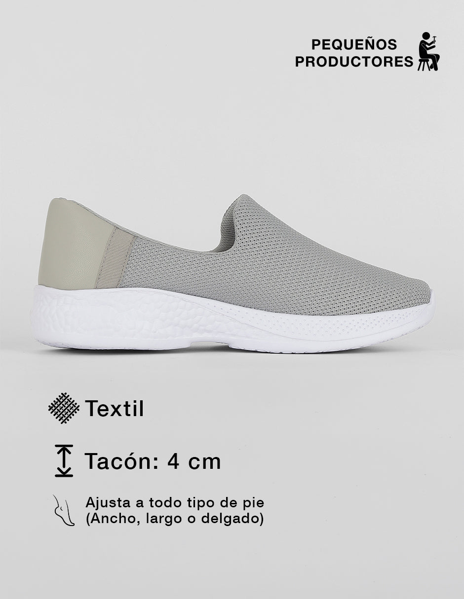 Zapatos de confort  Comfy en Textil – Gris