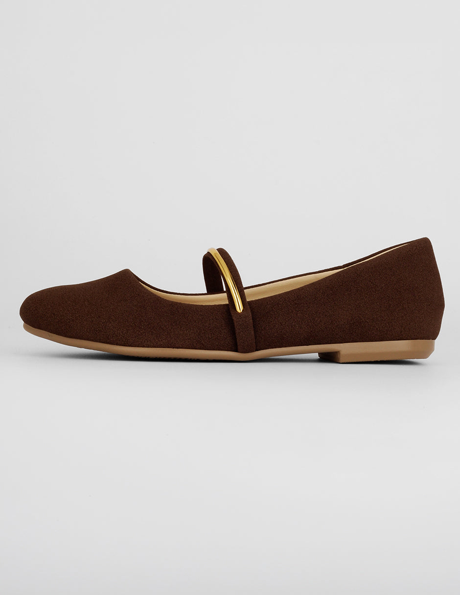 Mary jane Exterior Textil Color Café Para Mujer De RBCOLLECTION