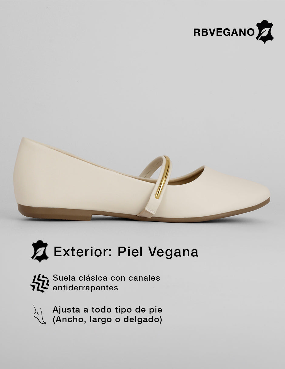 Mary jane Classy en Piel vegana – Blanco