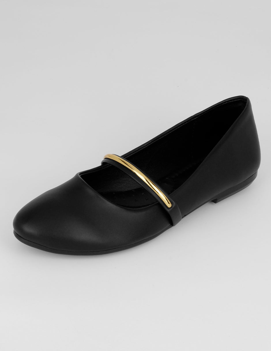 Mary jane Classy en Piel vegana – Negro