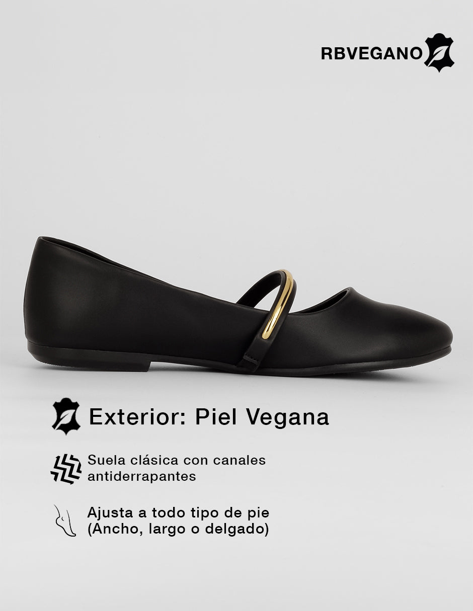 Mary jane Classy en Piel vegana – Negro