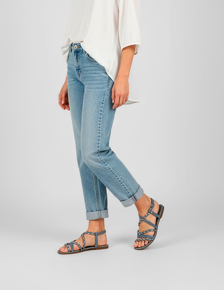 Sandalias de piso Soft en Piel vegana – Azul