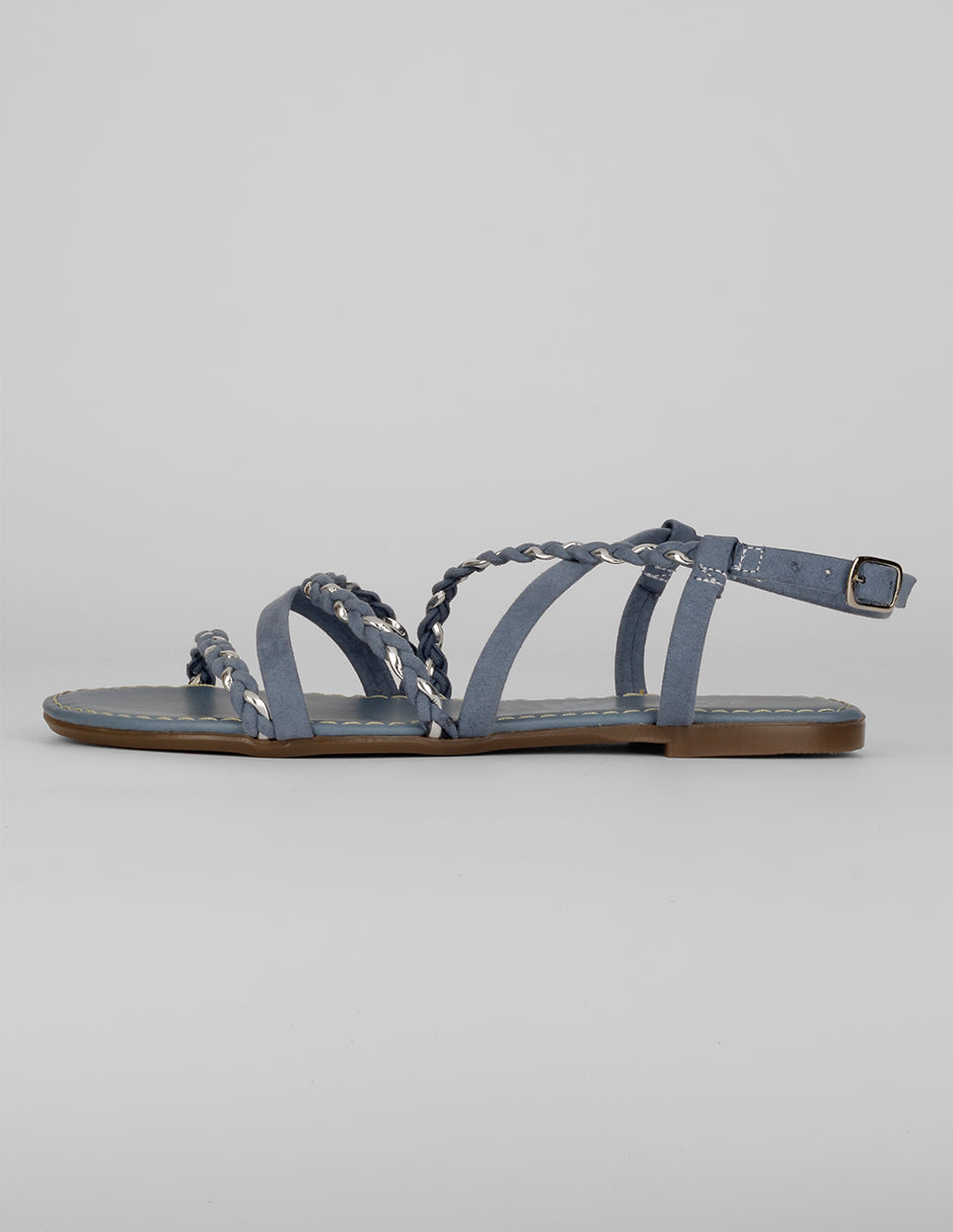 Sandalias de piso Exterior Piel vegana Color Azul Para Textil De RBBASICS