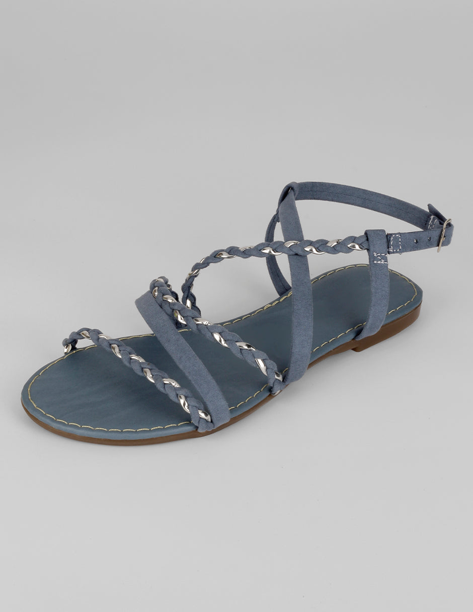 Sandalias de piso Soft en Piel vegana – Azul
