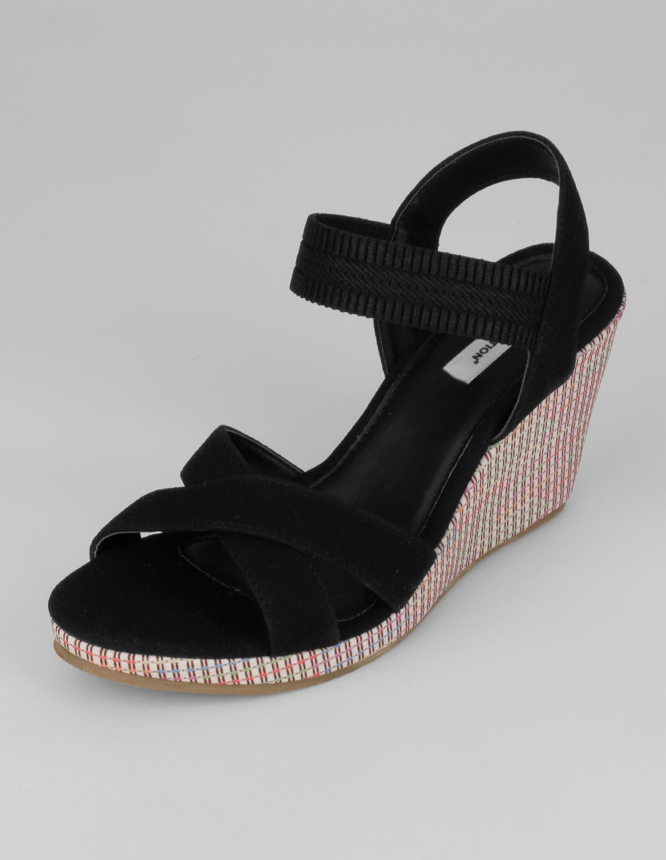 Sandalias con plataforma Naia en Textil – Negro