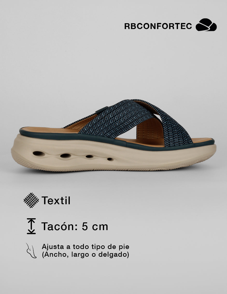 Sandalias con plataforma Comfy en Textil – Azul