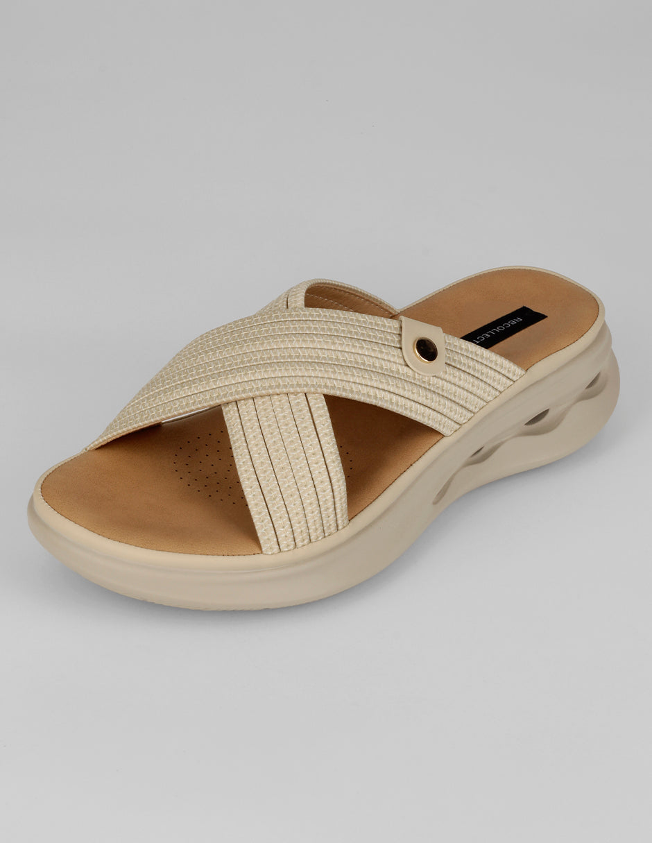Sandalias con plataforma Comfy en Textil – Beige