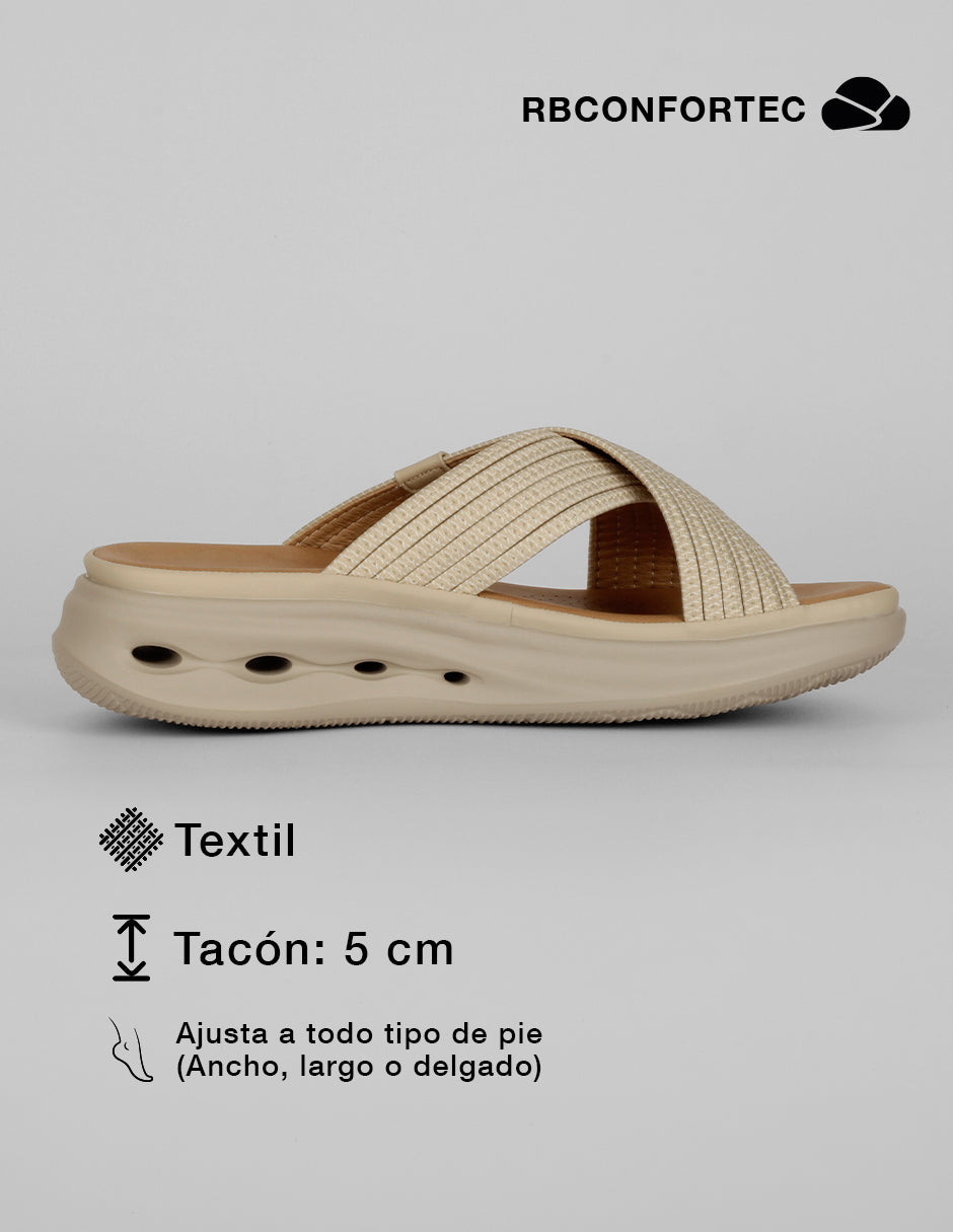 Sandalias con plataforma Comfy en Textil – Beige
