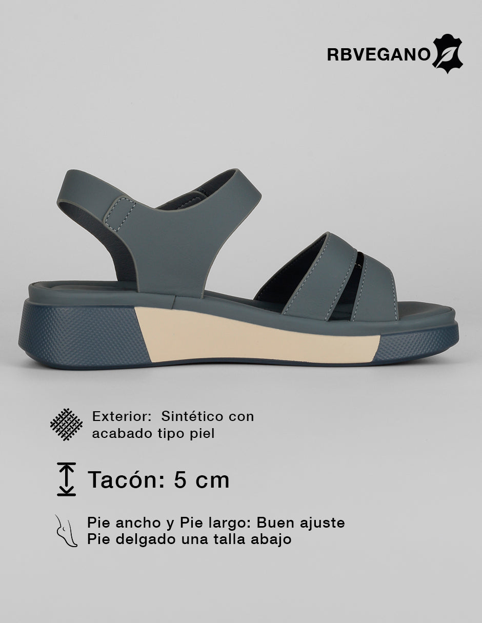 Sandalias con plataforma Comfort en Sintético – Azul