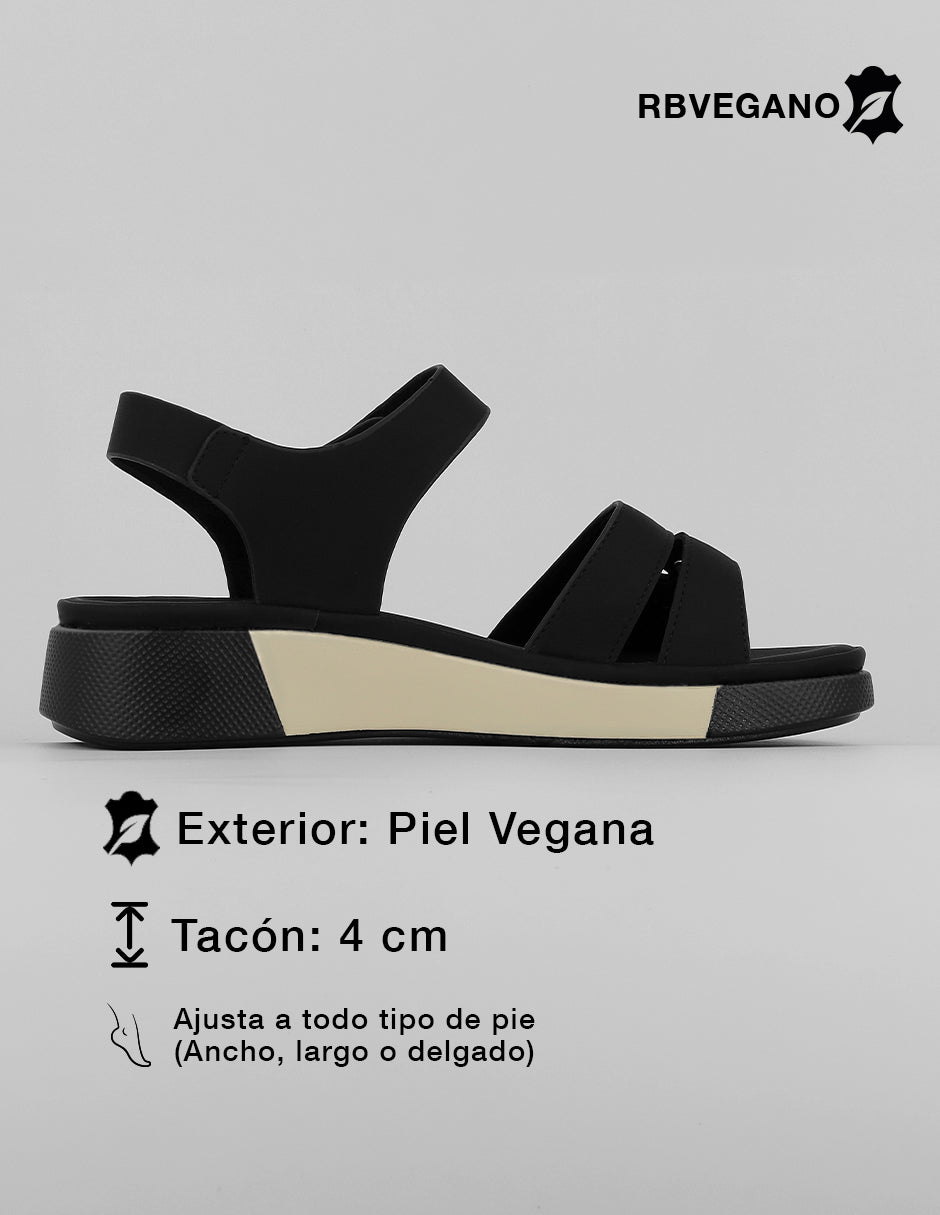 Sandalias con plataforma confort en Piel vegana – Negro