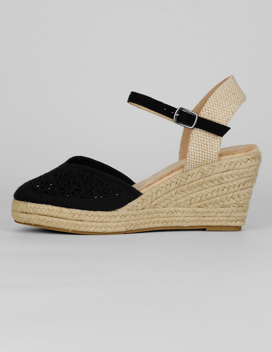Sandalias con plataforma Exterior Textil Color Negro Para Mujer De RBCOLLECTION