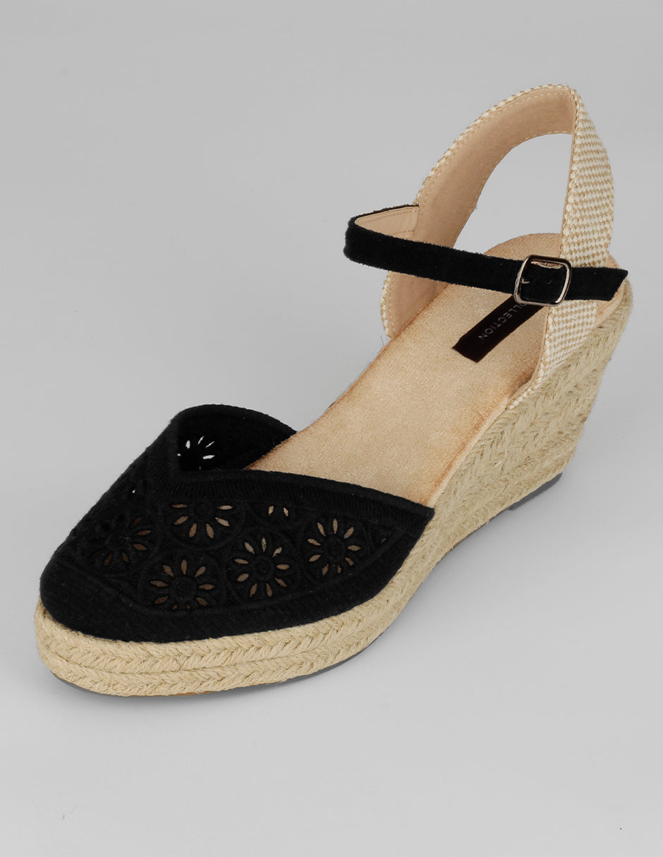 Sandalias con plataforma Naia en Textil – Negro