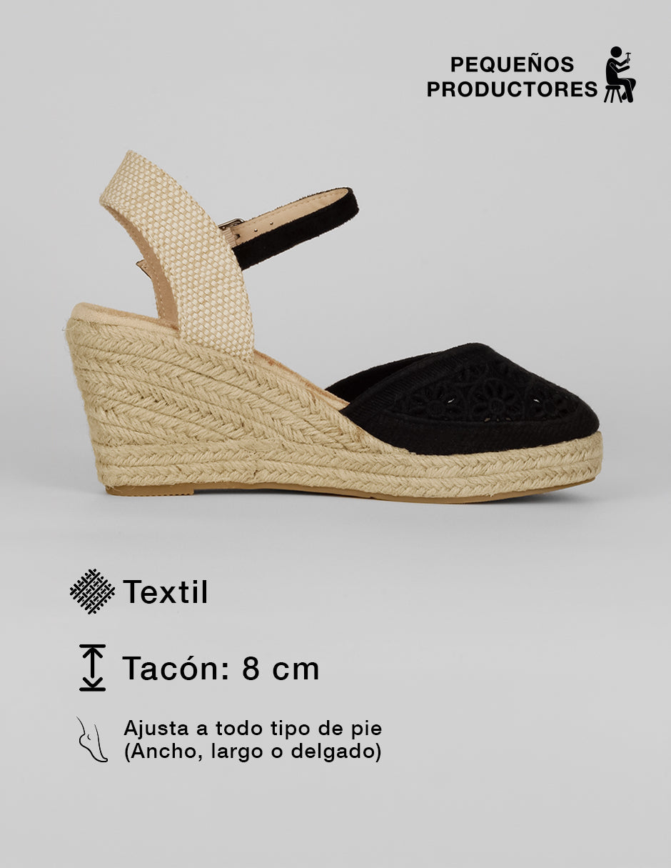 Sandalias con plataforma Naia en Textil – Negro