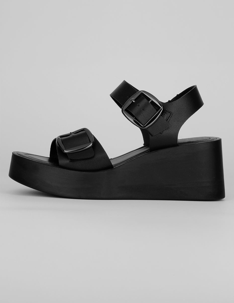 Sandalias con plataforma Exterior Piel vegana Color Negro Para Mujer De RBCOLLECTION