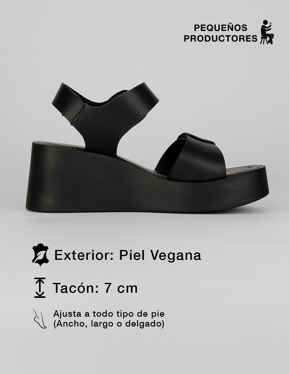 Sandalias con plataforma Yuri en Piel vegana – Negro