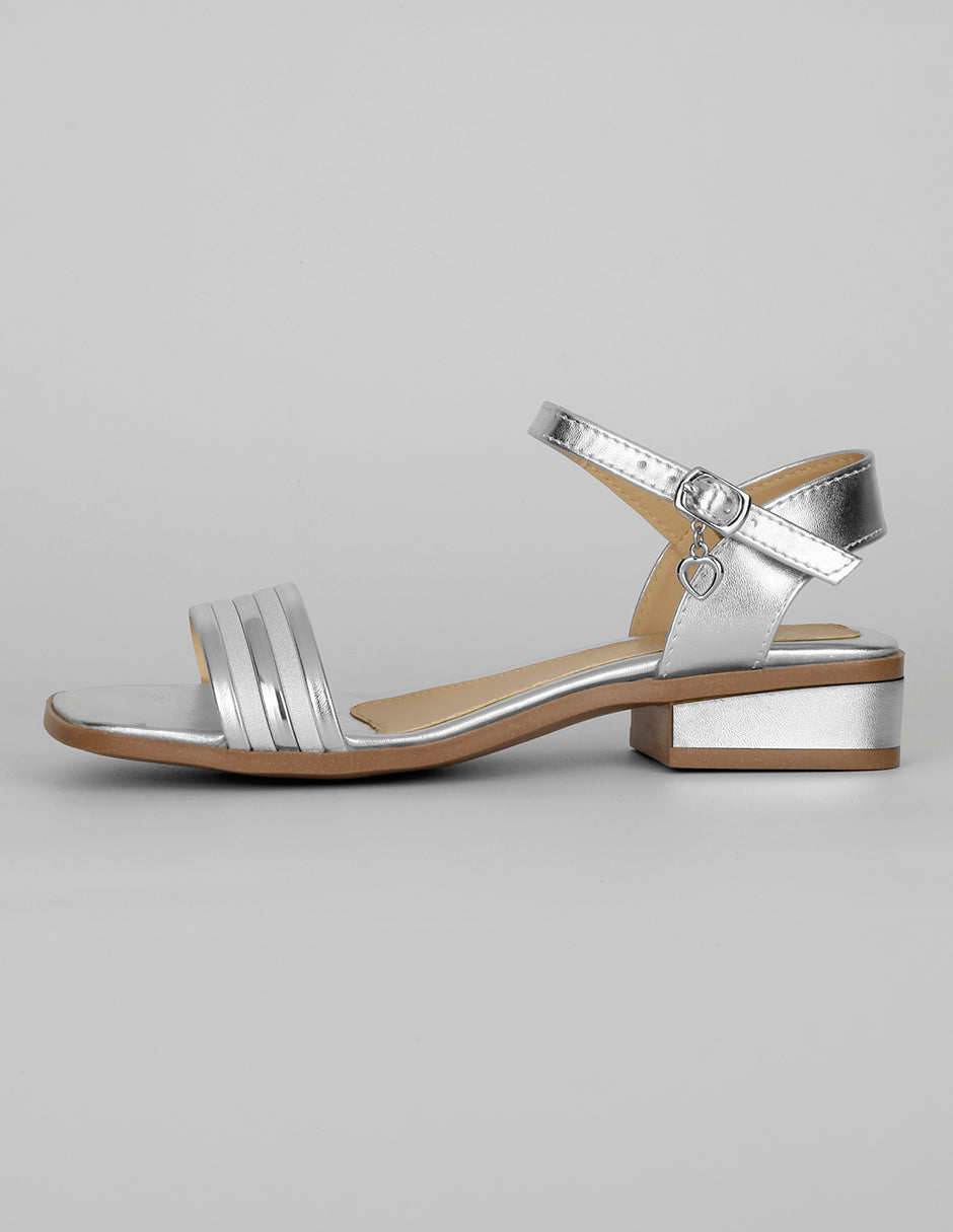 Sandalia con tacón Exterior Sintético Color Plata Para Mujer De RBCOLLECTION