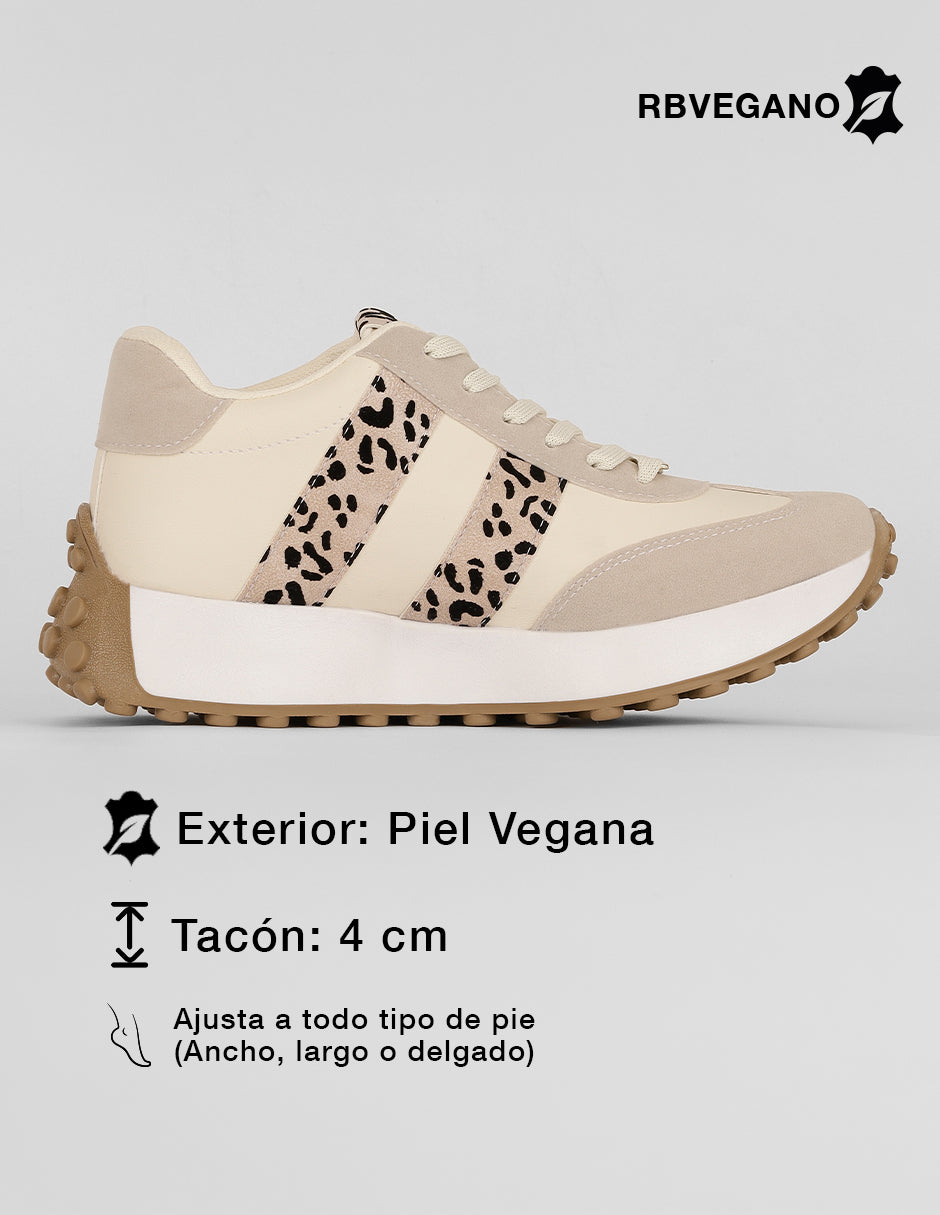Tenis con cordones  Urban en Piel vegana – Blanco