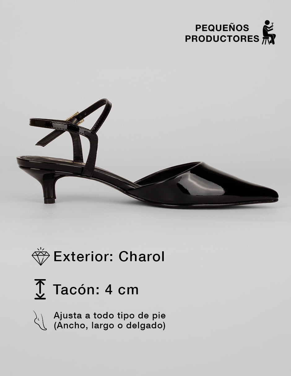Zapatillas Slingback en Charol – Negro