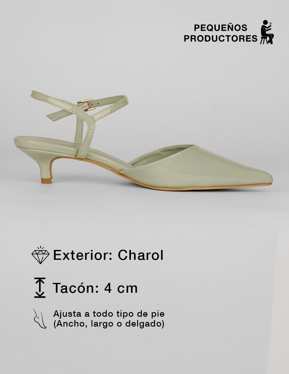 Zapatillas Slingback en Charol – Verde