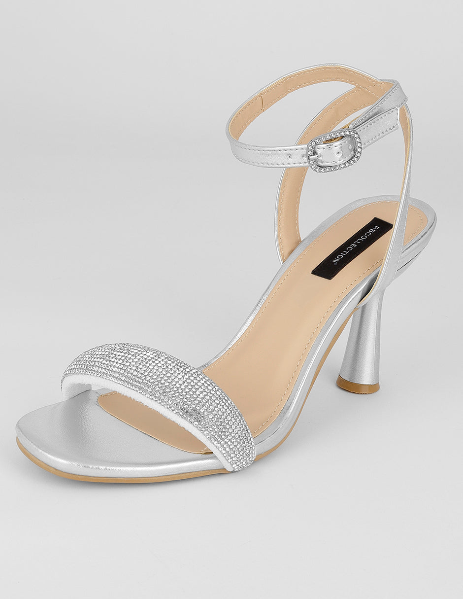 Sandalia con tacón Glowm en Sintético – Plata
