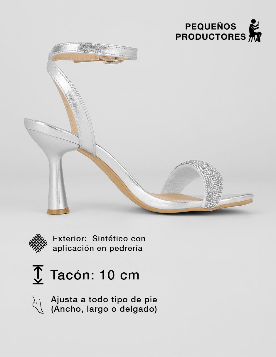 Sandalia con tacón Glowm en Sintético – Plata