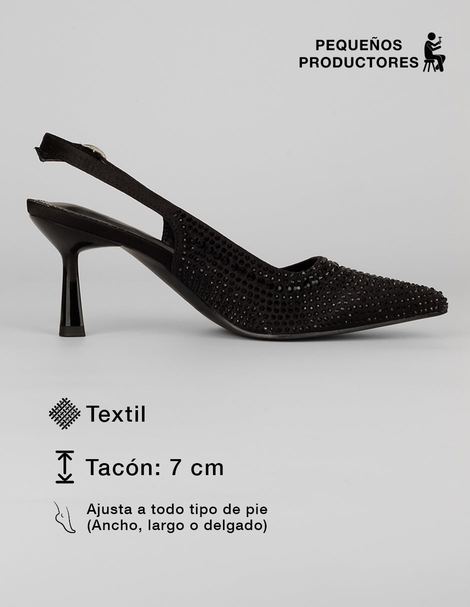 Zapatillas Slingback en Textil – Negro