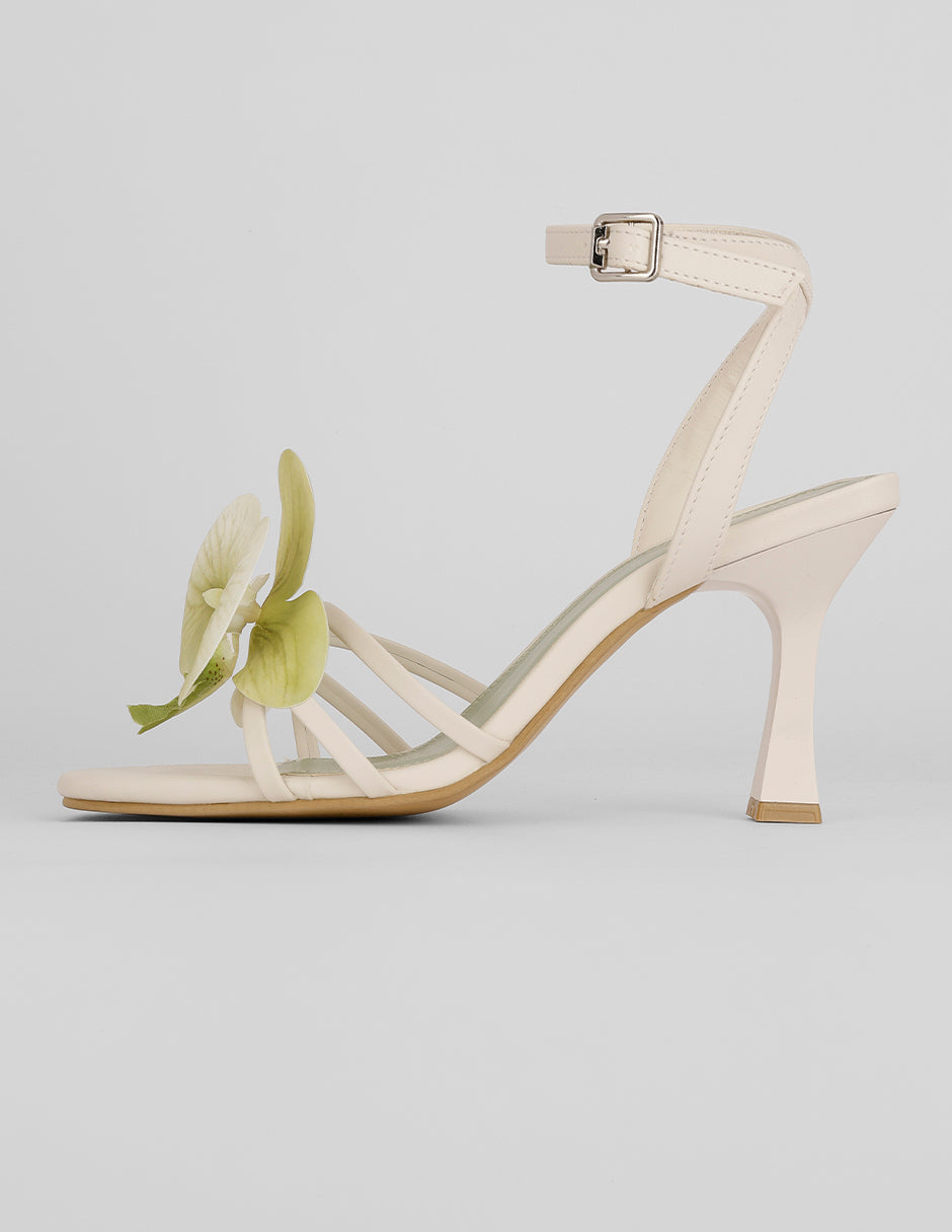Sandalia con tacón Exterior Piel vegana Color Beige Para Mujer De RBCOLLECTION