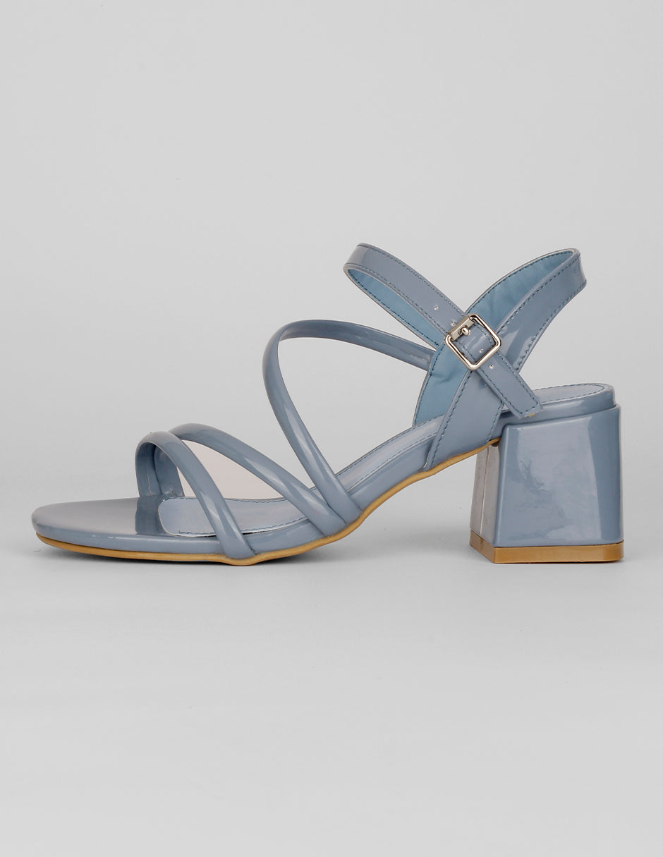 Sandalia con tacón Exterior Charol Color Azul Para Mujer De RBCOLLECTION
