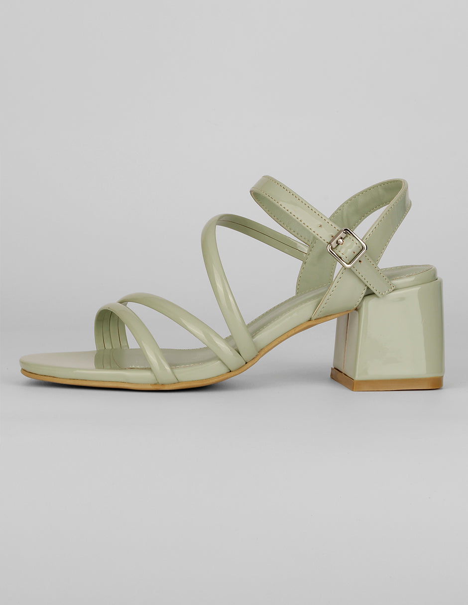 Sandalia con tacón Exterior Charol Color Verde Para Mujer De RBCOLLECTION