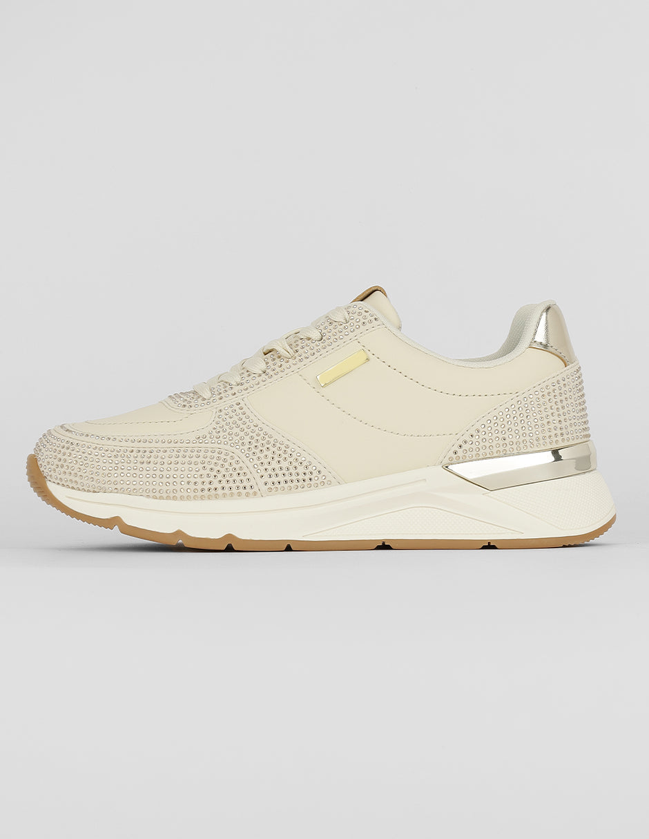 Tenis tipo deportivo Exterior Piel vegana Color Beige Para Mujer De RBCOLLECTION