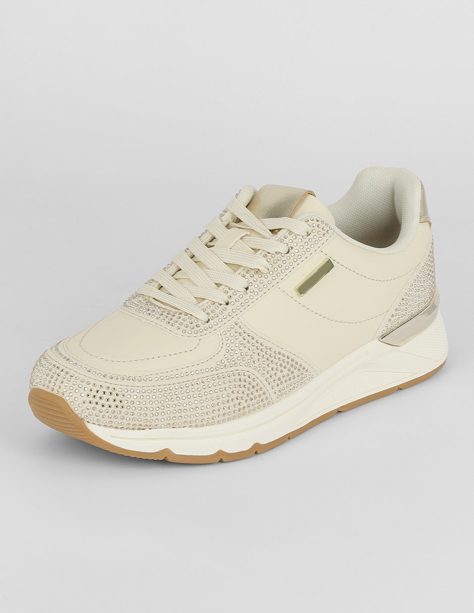 Tenis tipo deportivo  Urban  en Piel vegana – Beige