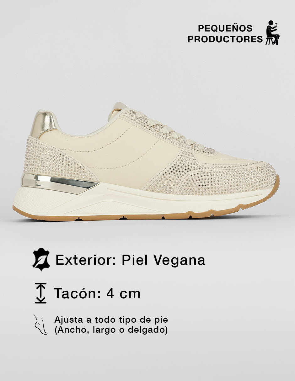 Tenis tipo deportivo  Urban  en Piel vegana – Beige