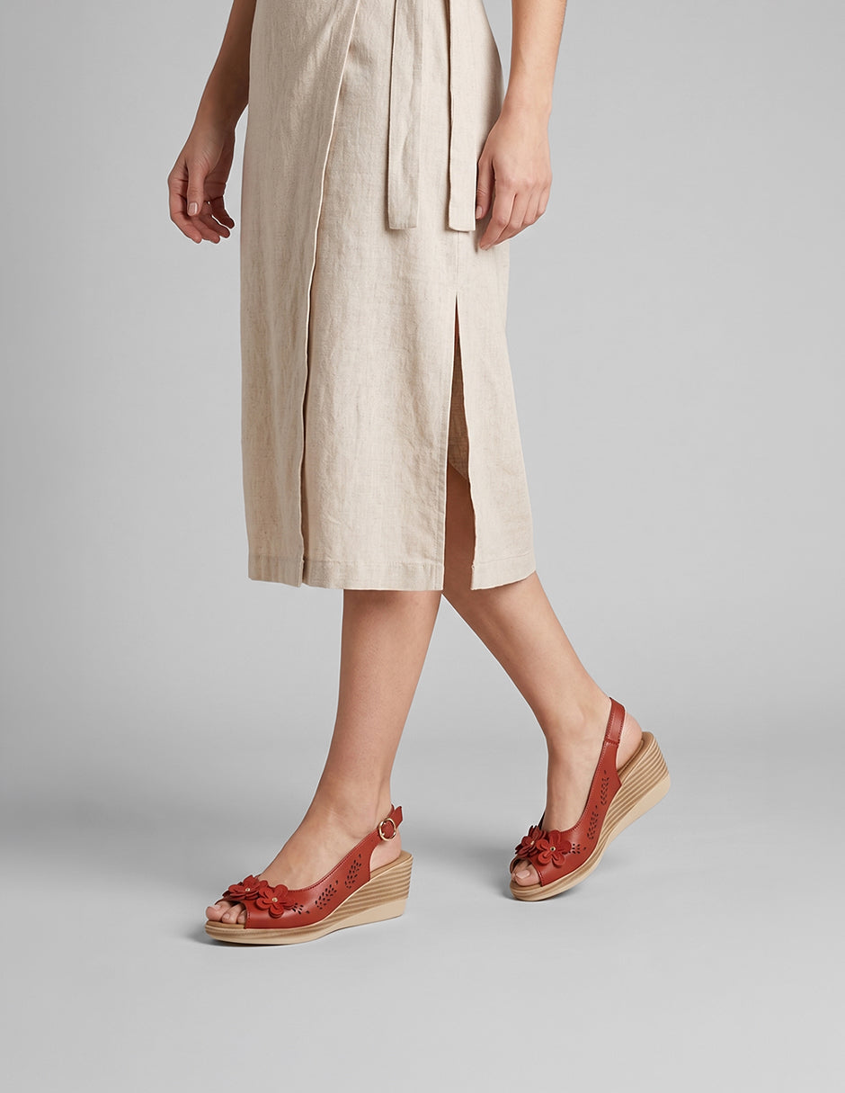 Sandalias con plataforma Soft en Piel – Rojo