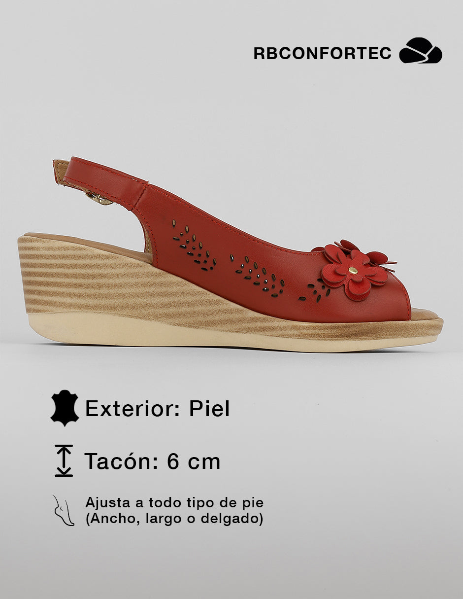 Sandalias con plataforma Soft en Piel – Rojo