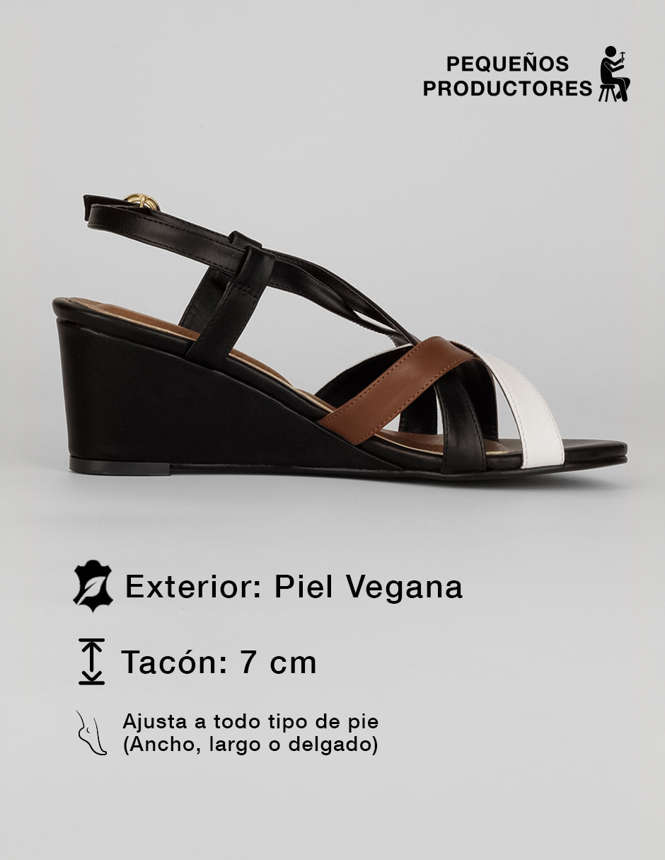 Sandalias con plataforma Naia en Piel vegana – Negro