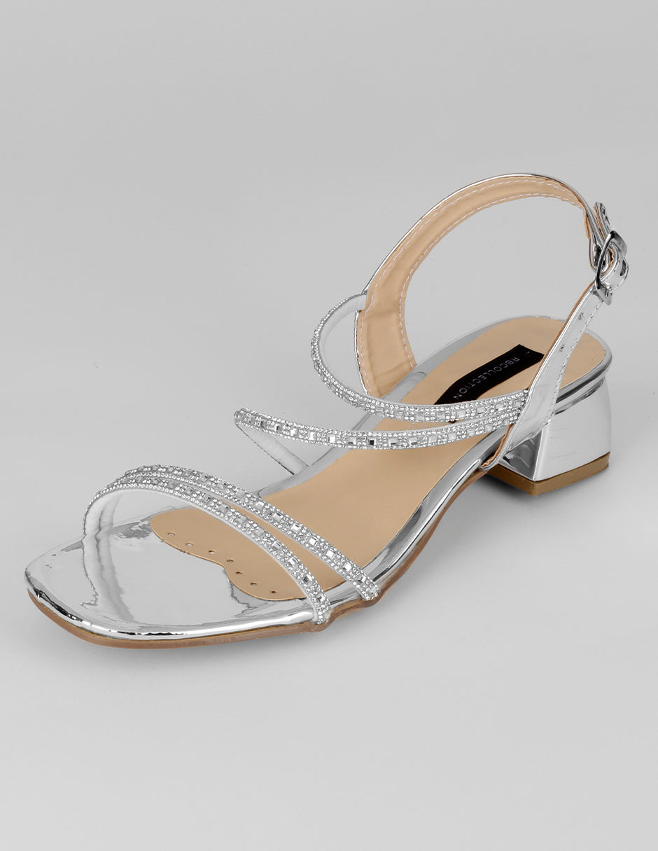 Sandalia con tacón Glowm en Sintético – Plata