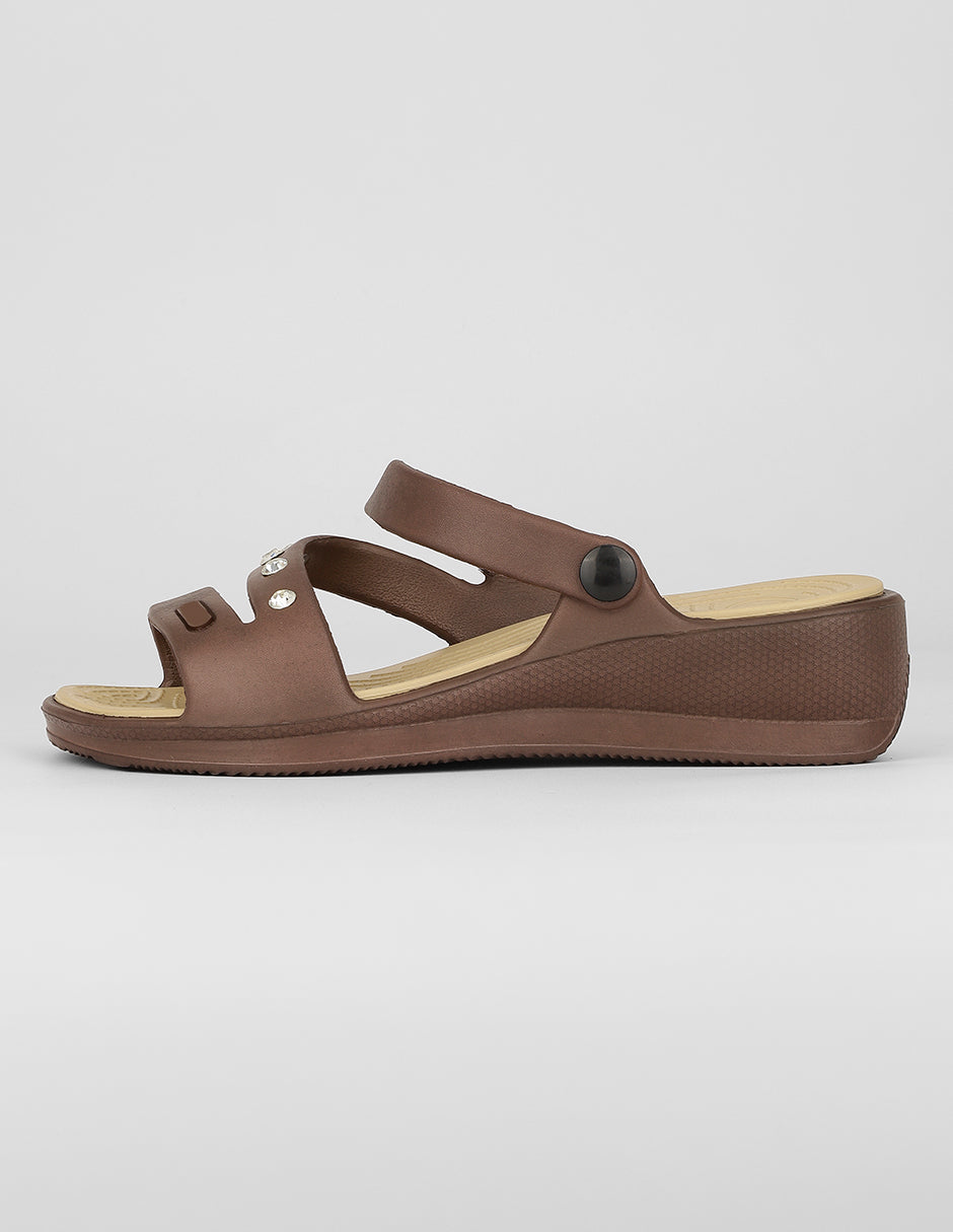 Sandalia con tacón Exterior Sintético Color Café Para Mujer De RBBASICS